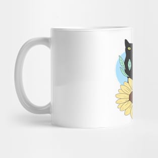 Black Cat With Sunflowers Mug